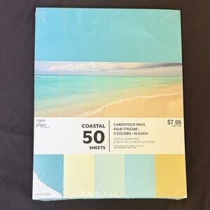 The Paper Studio Coastal Cardstock Pack 50 Sheets white core acid & lignin free